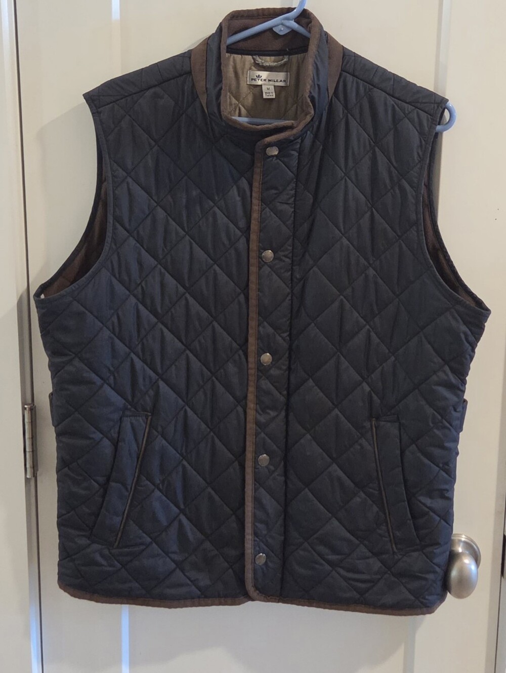 Peter Millar Essex Quilted Vest - Navy Blue - Size Medium - Full-Zip & Snap
